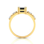 White & Black Diamond Gold Plated Solitaire Ring