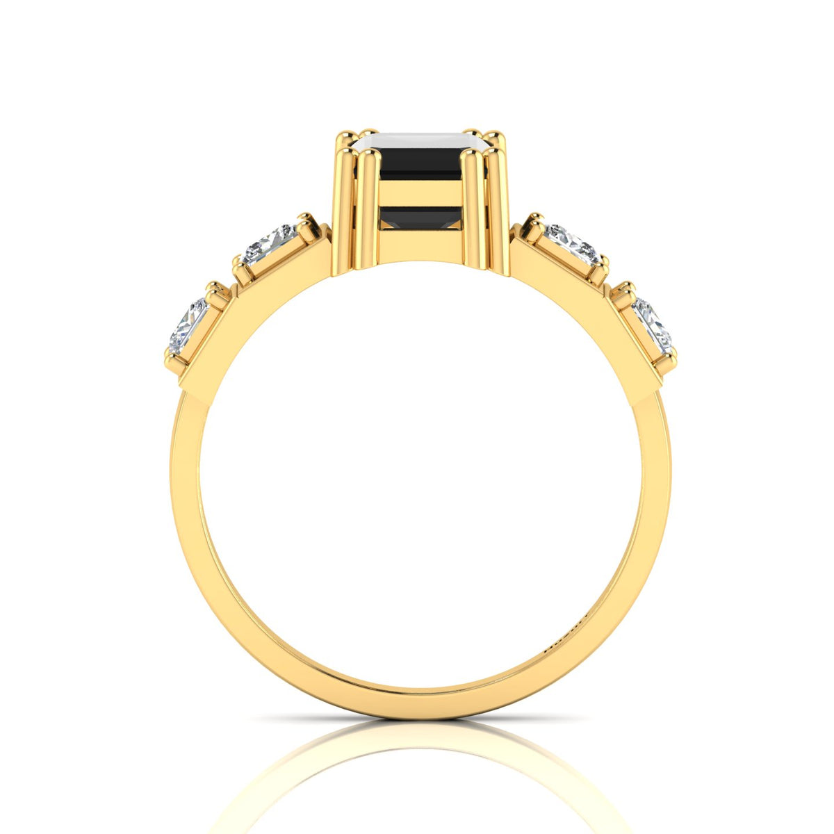White & Black Diamond Gold Plated Solitaire Ring