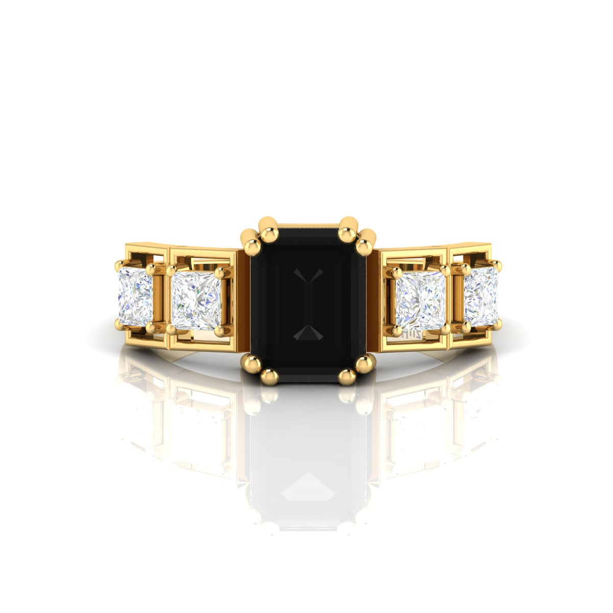 White & Black Diamond Gold Plated Solitaire Ring