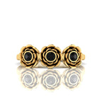 Black Diamond Rose Flower Gold Plated Ring