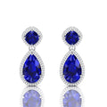 Blue Sapphire Tear Drop Dangle Sterling Silver Earrings