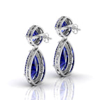 Blue Sapphire Tear Drop Dangle Sterling Silver Earrings