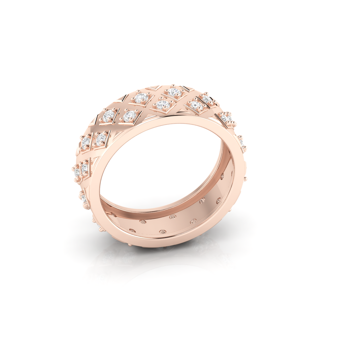 Rose Gold Plated Diamond Band Ring For Her