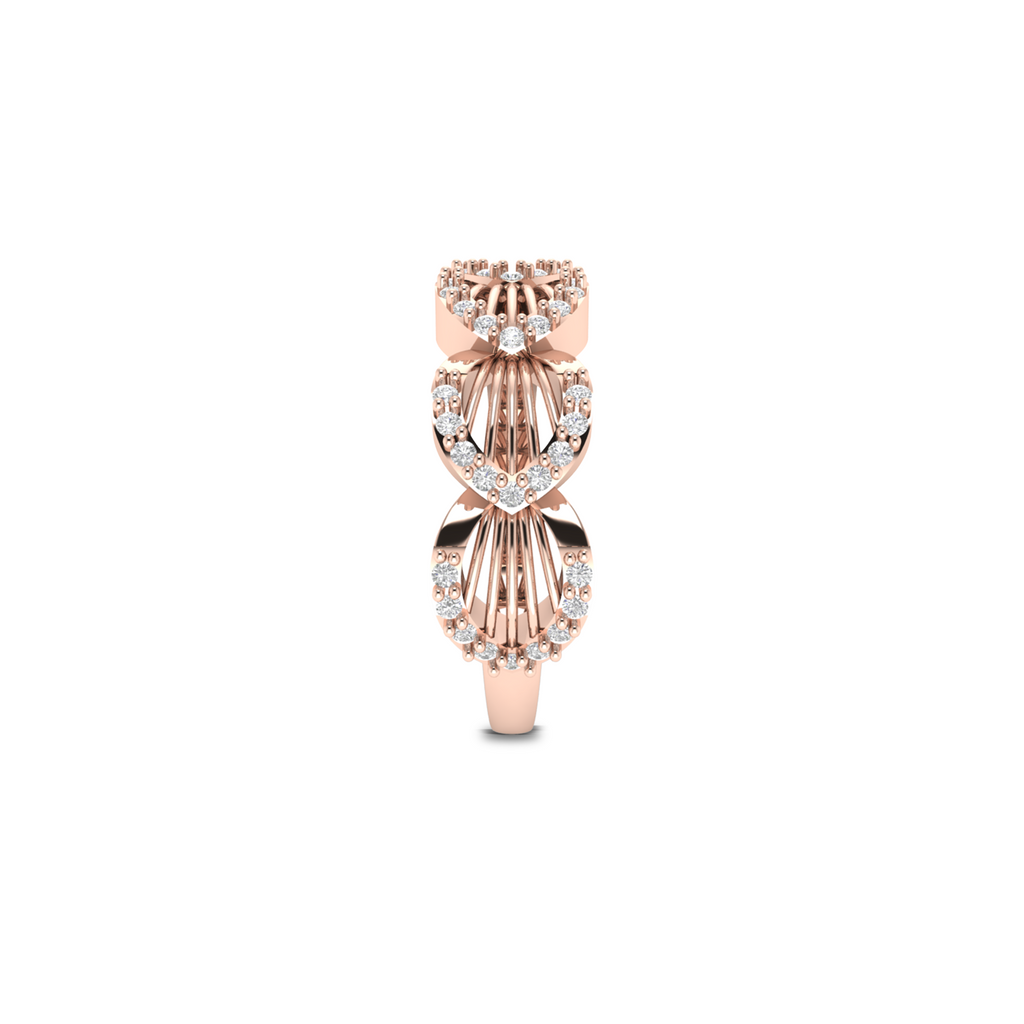 Sparkling Shimmering Feather Rose Gold Plated Diamond Ring
