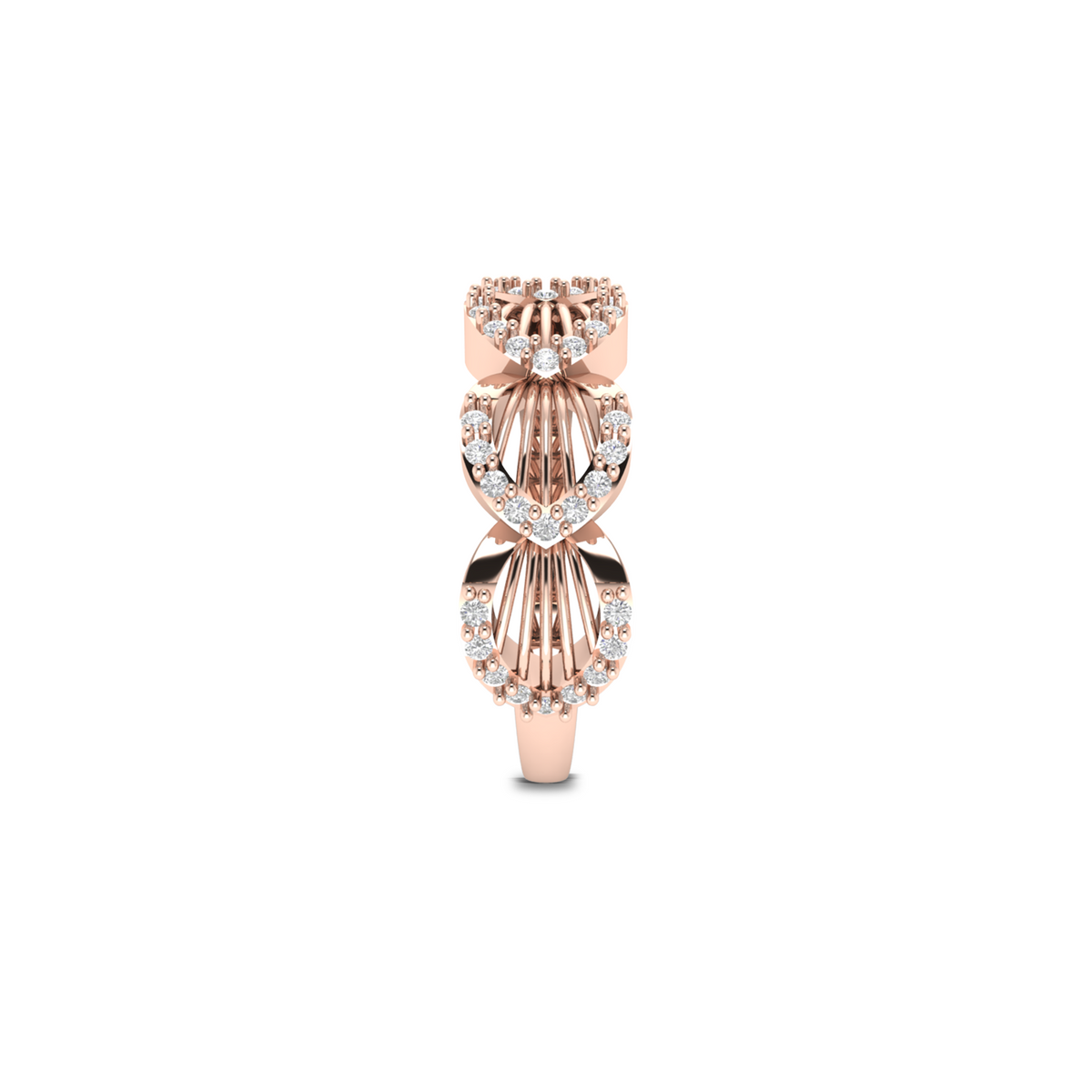 Sparkling Shimmering Feather Rose Gold Plated Diamond Ring