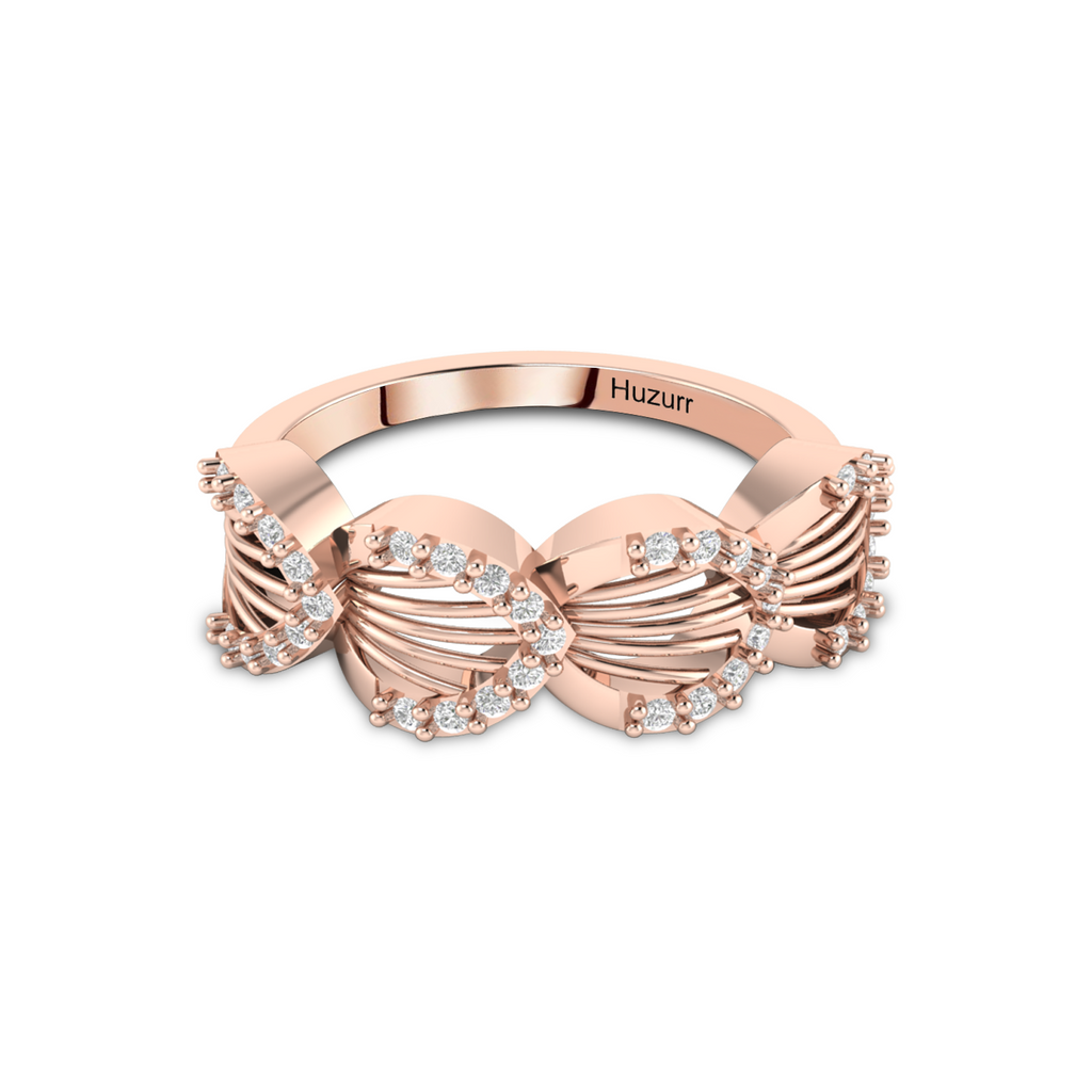 Sparkling Shimmering Feather Rose Gold Plated Diamond Ring