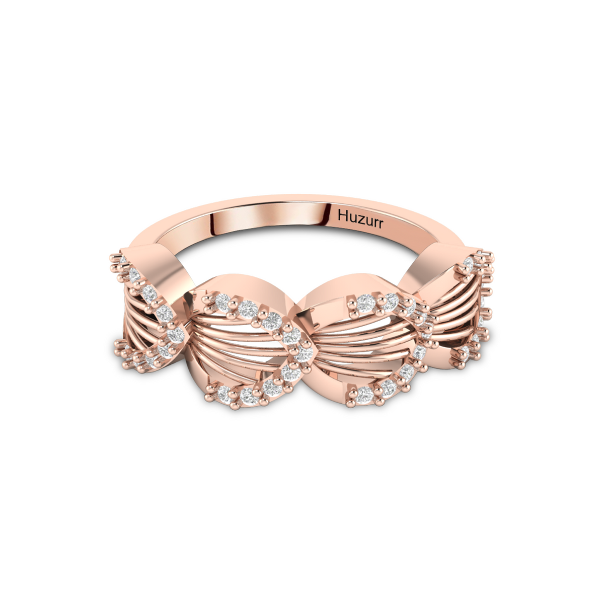 Sparkling Shimmering Feather Rose Gold Plated Diamond Ring