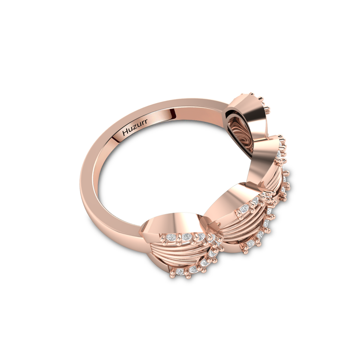 Sparkling Shimmering Feather Rose Gold Plated Diamond Ring