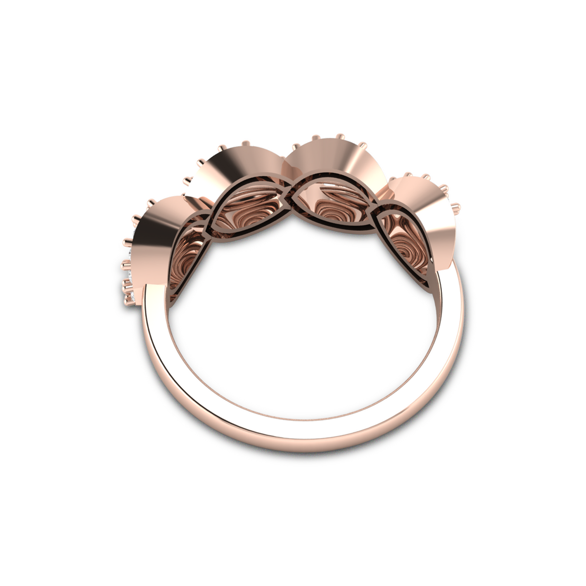 Sparkling Shimmering Feather Rose Gold Plated Diamond Ring