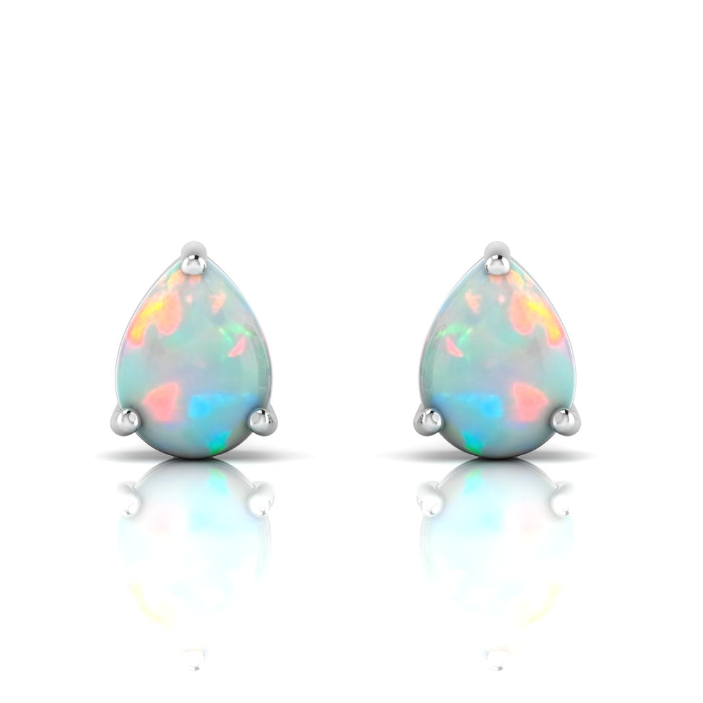 Sterling Silver Pear-Cut Opal Stud Earrings