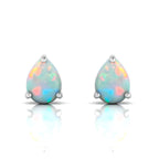 Sterling Silver Pear-Cut Opal Stud Earrings