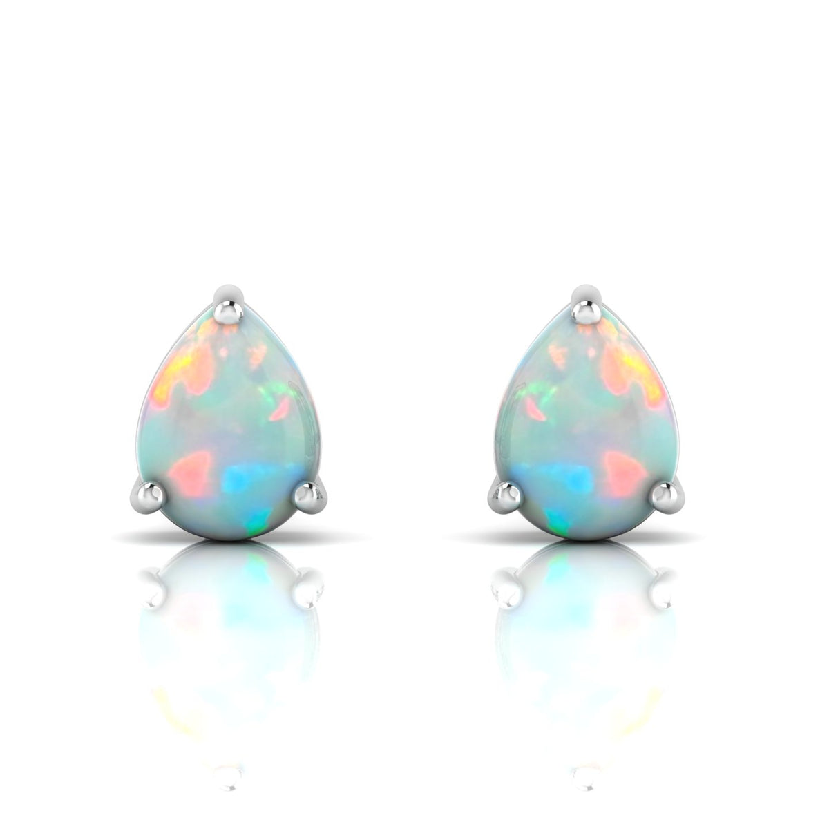Sterling Silver Pear-Cut Opal Stud Earrings