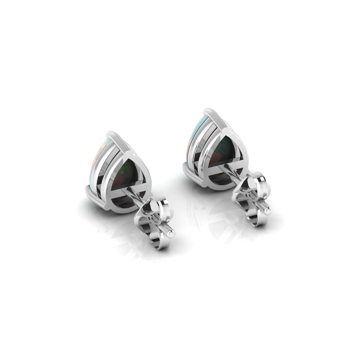 Sterling Silver Pear-Cut Opal Stud Earrings
