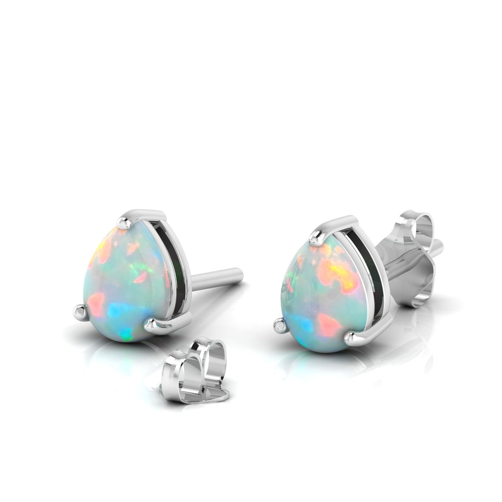 Sterling Silver Pear-Cut Opal Stud Earrings