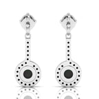 Round Opal Halo Dangle & Drop Sterling Silver Earrings
