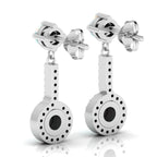 Round Opal Halo Dangle & Drop Sterling Silver Earrings