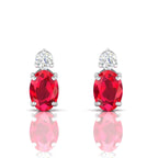 Ruby & Diamond Stud Sterling Silver Earrings