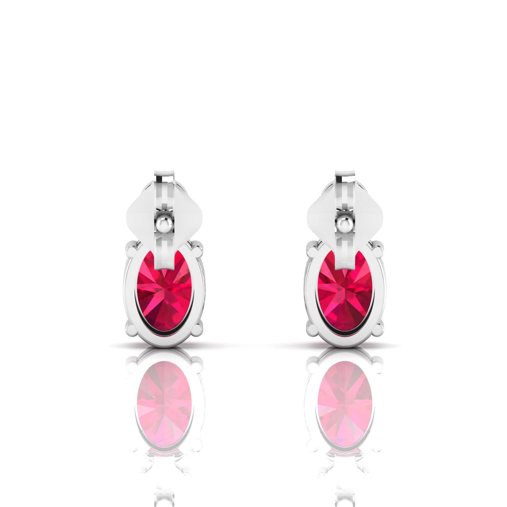 Ruby & Diamond Stud Sterling Silver Earrings