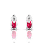 Ruby & Diamond Stud Sterling Silver Earrings