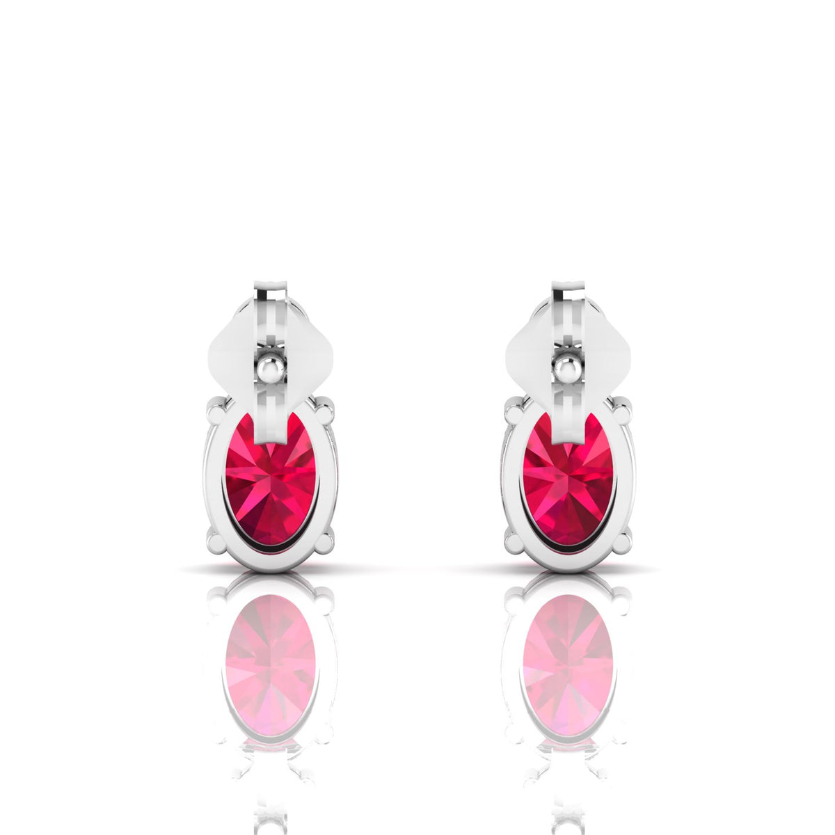 Ruby & Diamond Stud Sterling Silver Earrings