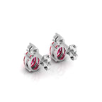 Ruby & Diamond Stud Sterling Silver Earrings