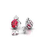 Ruby & Diamond Stud Sterling Silver Earrings
