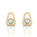 Triangular Round Opal Gold Plated Studs Earrings