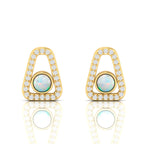 Triangular Round Opal Gold Plated Studs Earrings