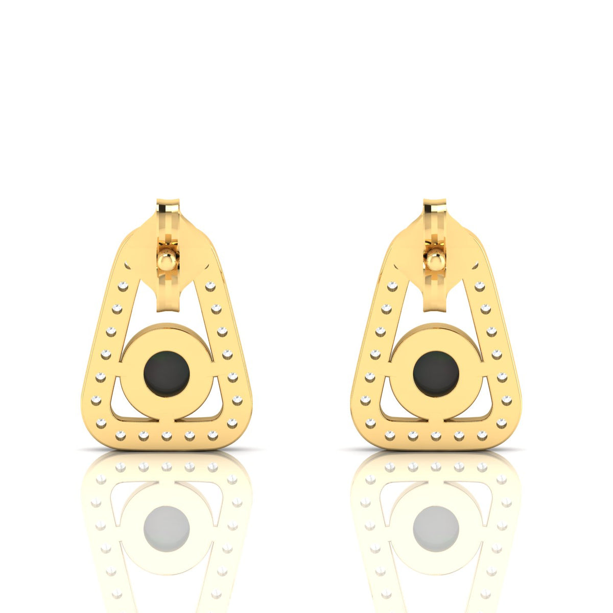 Triangular Round Opal Gold Plated Studs Earrings