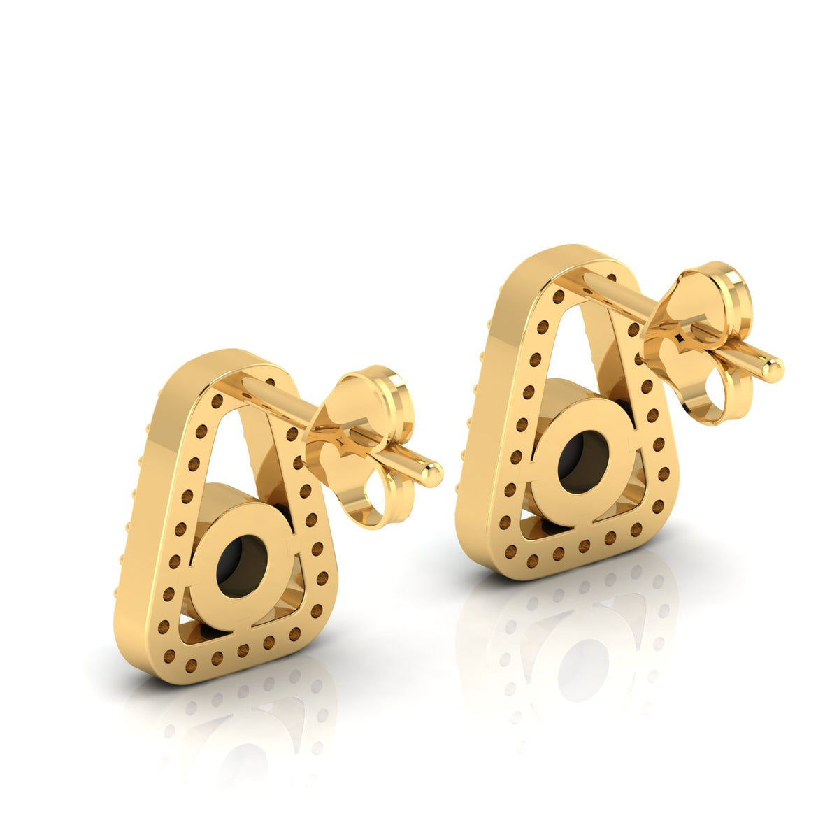 Triangular Round Opal Gold Plated Studs Earrings