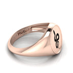 Black Enamel Spiral Snake Engraved Rose Gold Plated Classic Signet Ring