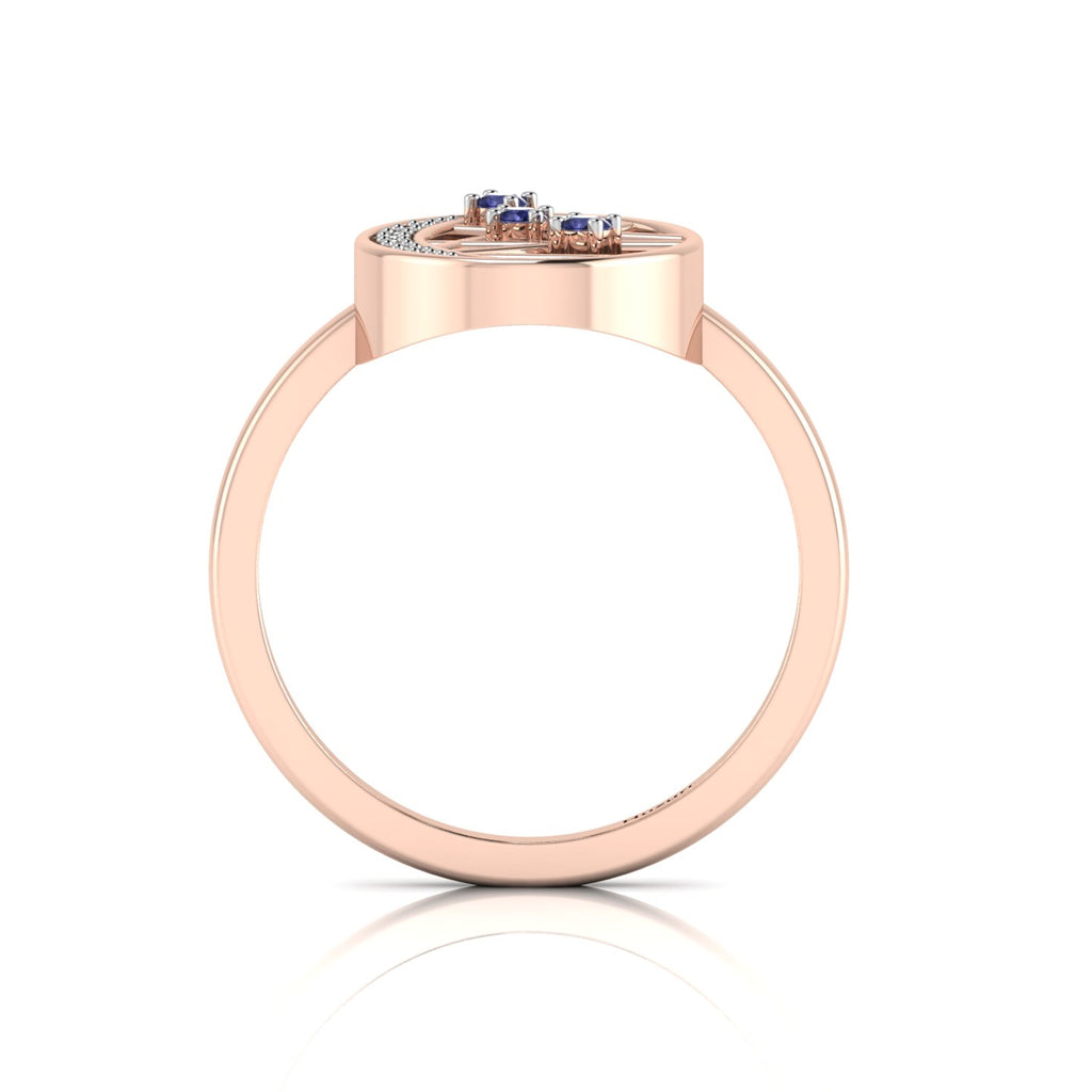 3 Stone Open Tanzanite Rose Gold Plated Two Tone Ring