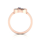 3 Stone Open Tanzanite Rose Gold Plated Two Tone Ring