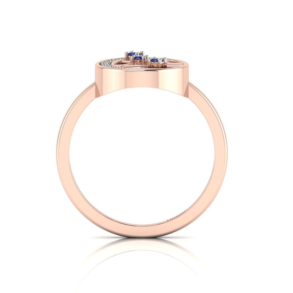 3 Stone Open Tanzanite Rose Gold Plated Two Tone Ring