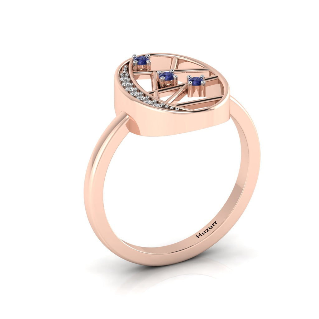 3 Stone Open Tanzanite Rose Gold Plated Two Tone Ring