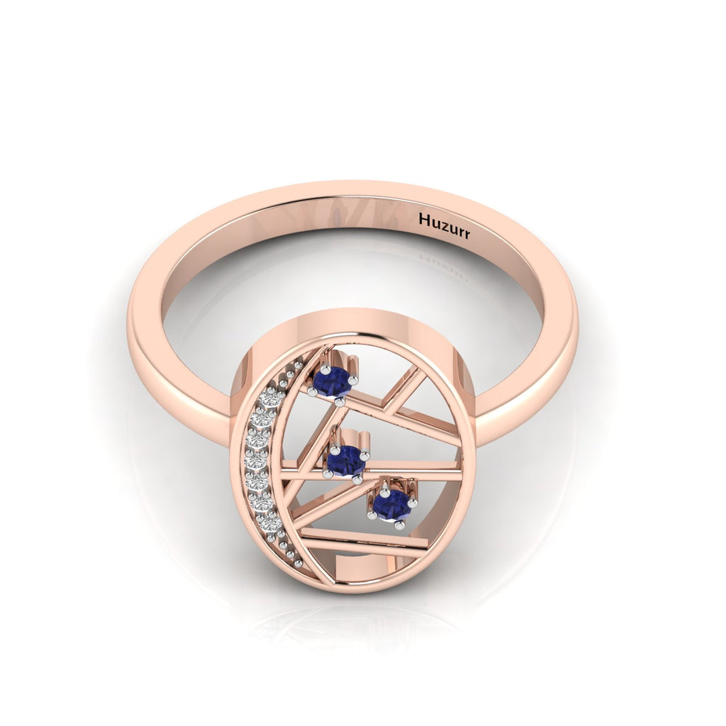 3 Stone Open Tanzanite Rose Gold Plated Two Tone Ring