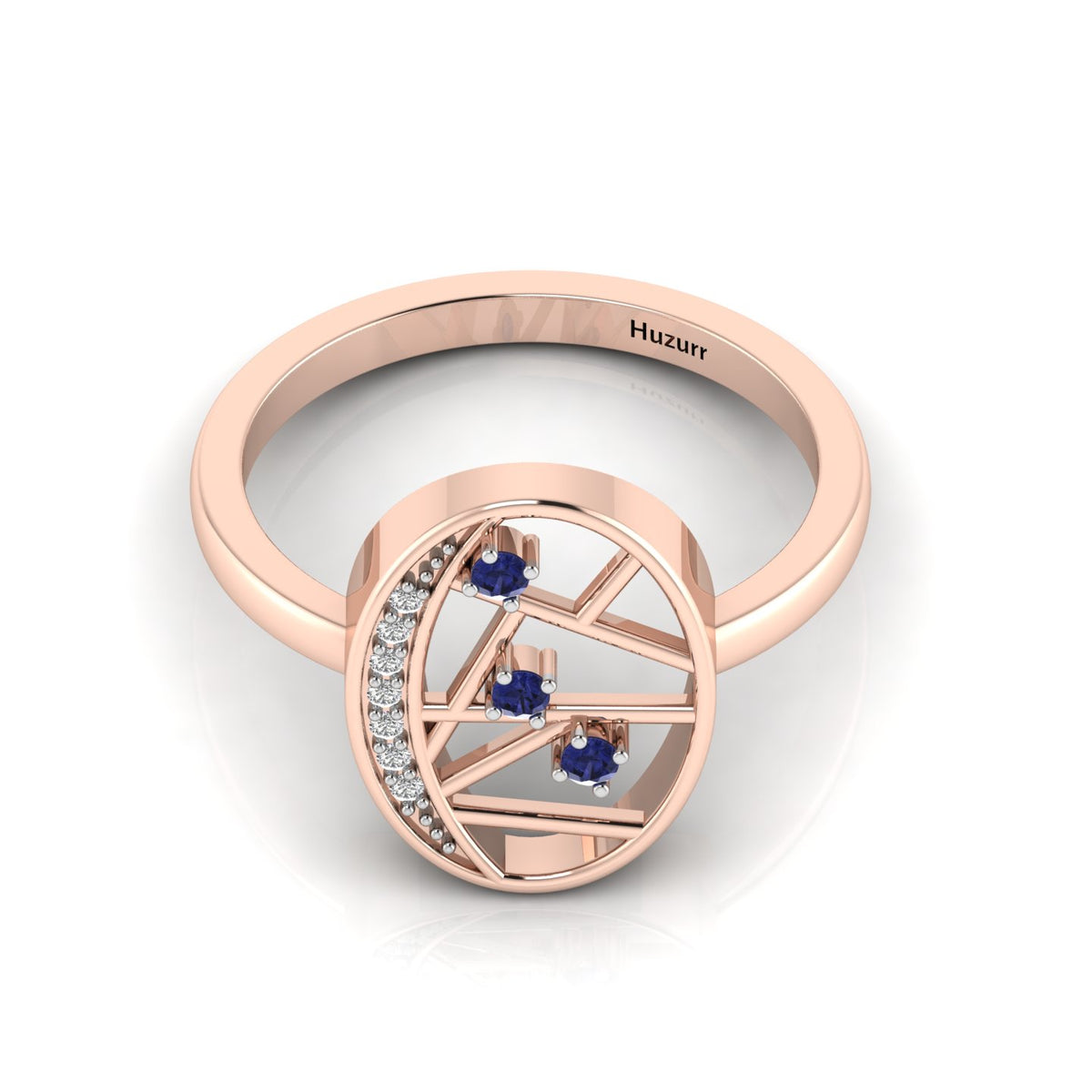3 Stone Open Tanzanite Rose Gold Plated Two Tone Ring