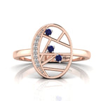 3 Stone Open Tanzanite Rose Gold Plated Two Tone Ring