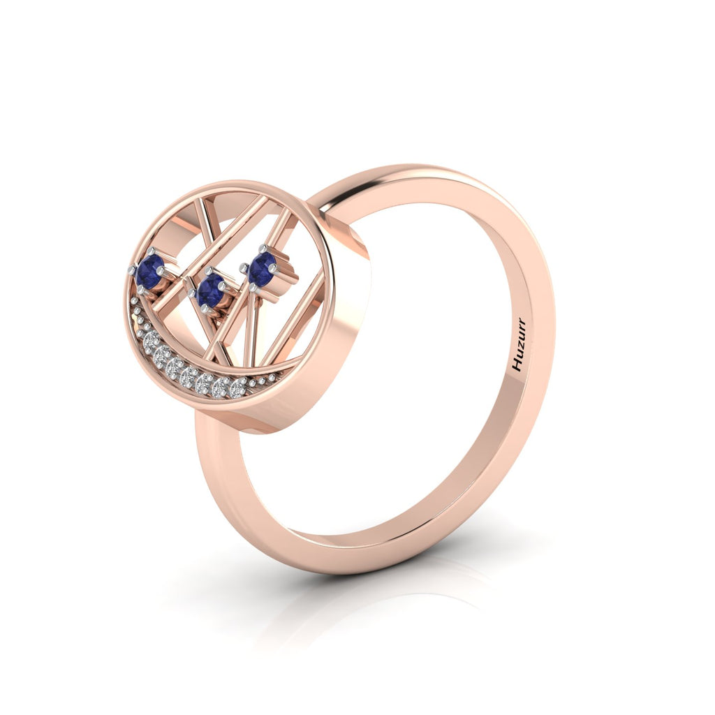 3 Stone Open Tanzanite Rose Gold Plated Two Tone Ring