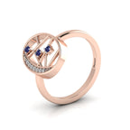 3 Stone Open Tanzanite Rose Gold Plated Two Tone Ring