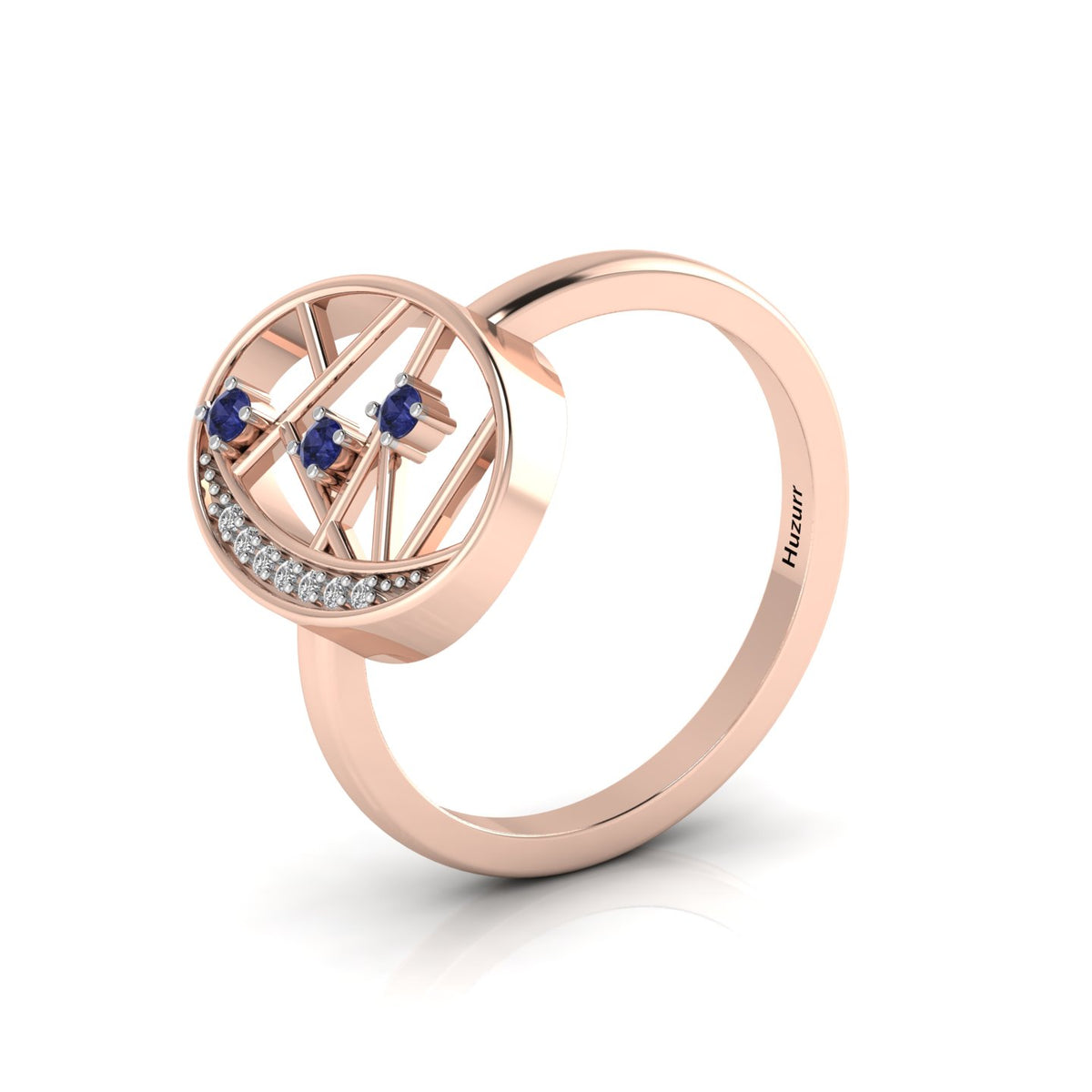 3 Stone Open Tanzanite Rose Gold Plated Two Tone Ring