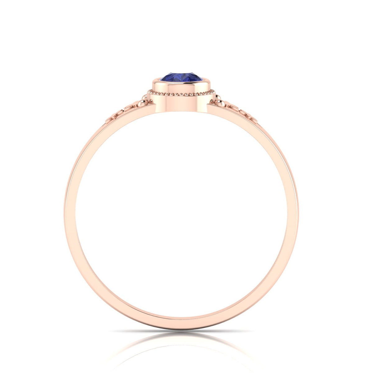 Tear Drop Style Tanzanite Flower Rose Gold Plated Solitaire Ring