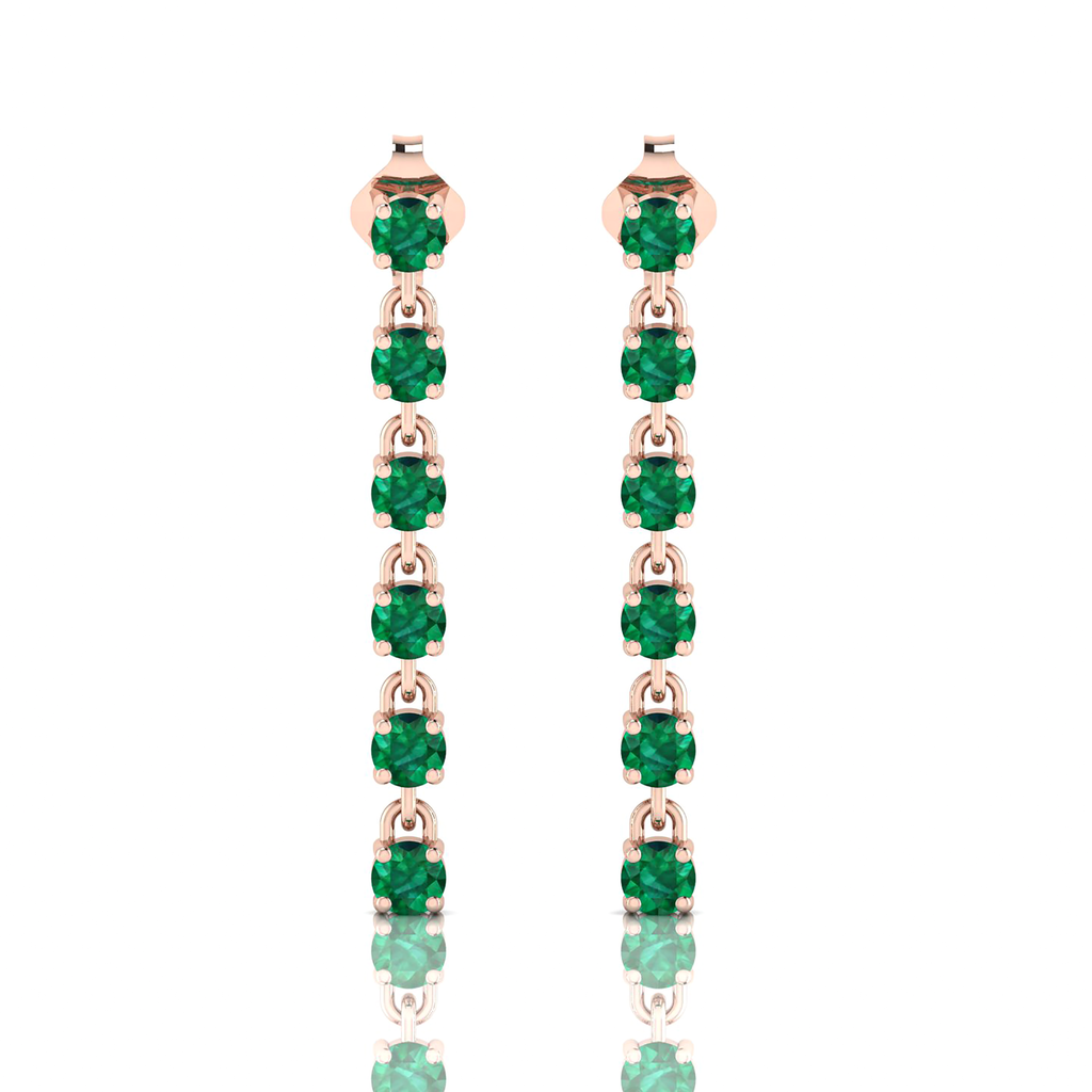 Emerald Rose Gold Plated Stick Long Dangle Drop Earrings