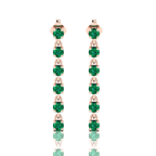 Emerald Rose Gold Plated Stick Long Dangle Drop Earrings