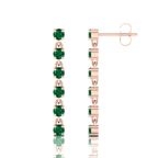 Emerald Rose Gold Plated Stick Long Dangle Drop Earrings