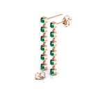Emerald Rose Gold Plated Stick Long Dangle Drop Earrings
