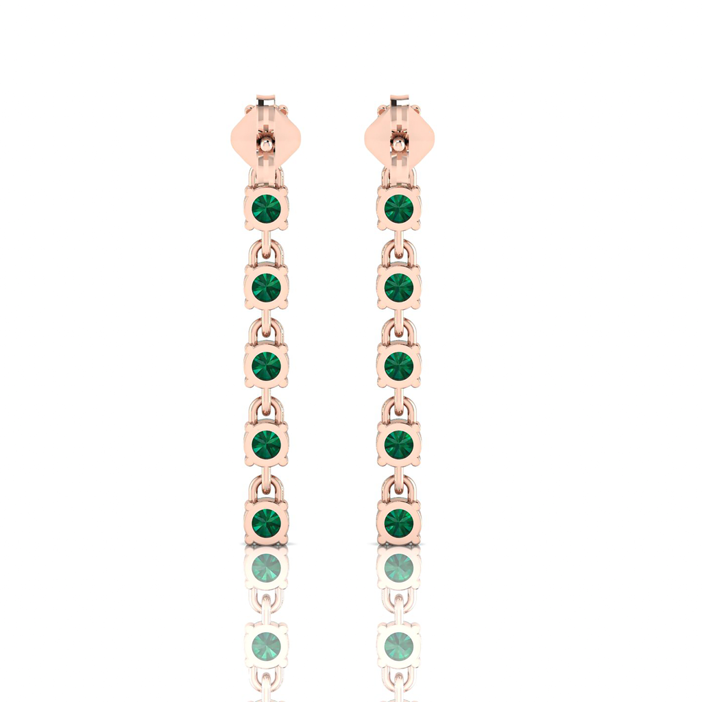 Emerald Rose Gold Plated Stick Long Dangle Drop Earrings