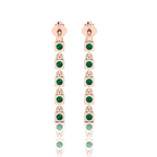 Emerald Rose Gold Plated Stick Long Dangle Drop Earrings
