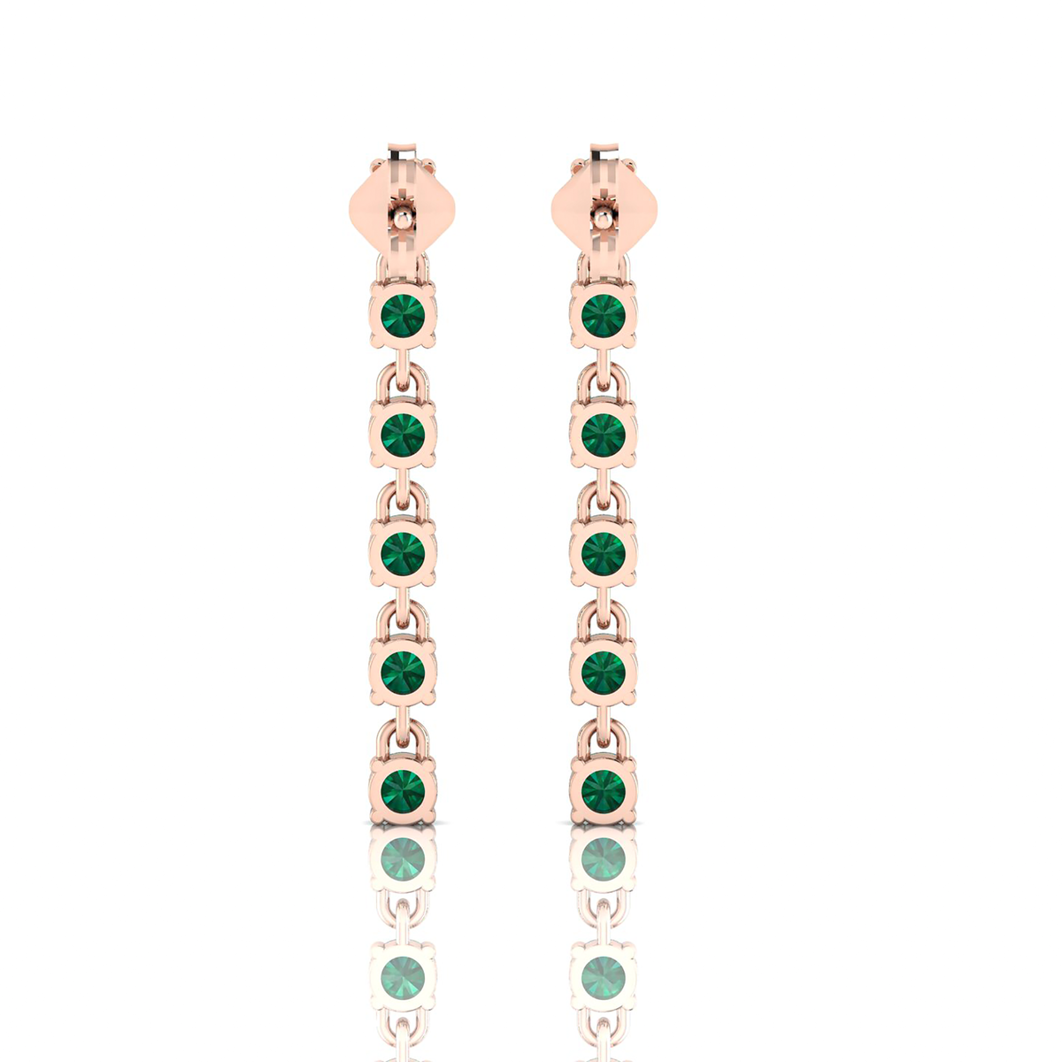 Emerald Rose Gold Plated Stick Long Dangle Drop Earrings