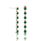 Emerald Rose Gold Plated Stick Long Dangle Drop Earrings